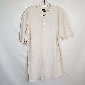 90's Mens NWT  natural fabric weathered off white short sleeve crewneck henley